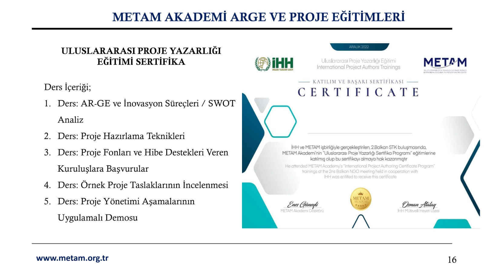 METAM Akademi Eğitimlerimiz