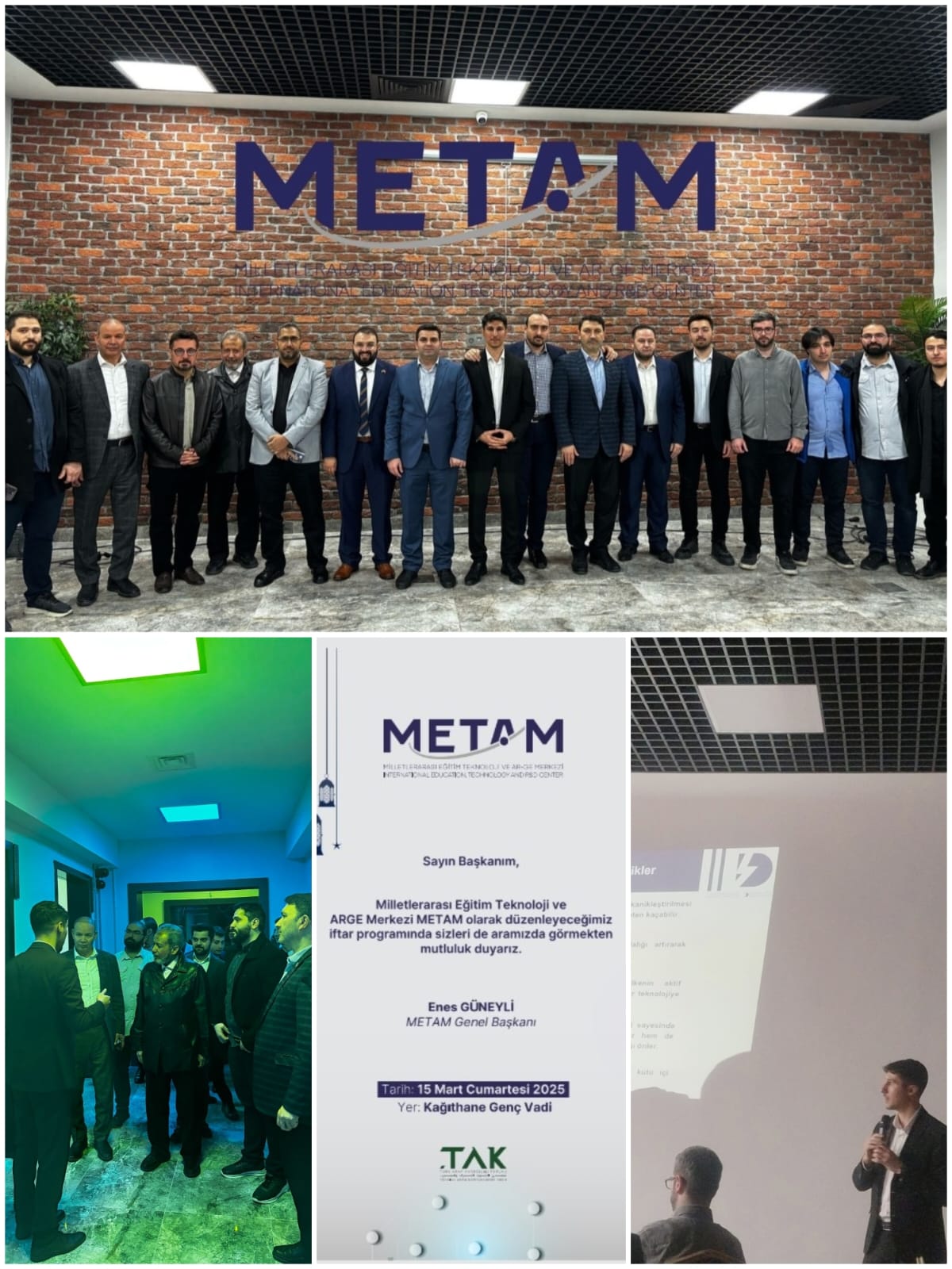 Milletlerarası Eğitim Teknoloji ve ARGE Merkezimizin iftar programı değerli kurum yöneticileri, çeşitli sektörlerden işadamları ve METAM yönetim kurulu üyelerinin katılımıyla gerçekleştirildi.
